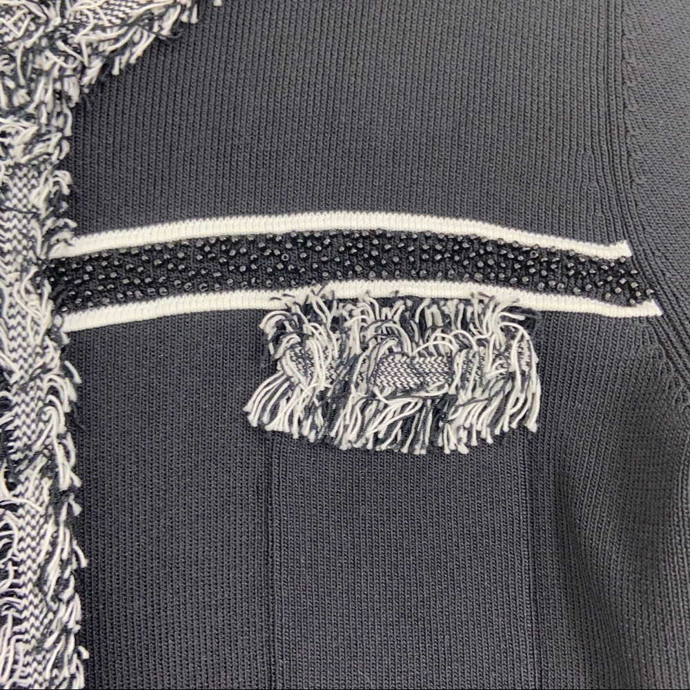 Cachet black knit fringe zip jacket cardigan. M - Picture 11 of 11